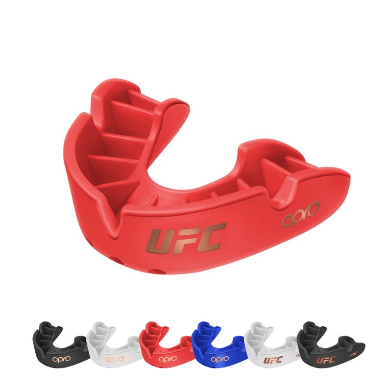 Opro Bronze Level Sports Mouthguard - Custom-Fit  Breathable  Slim Design - Protective Mouth Guard For Football  Wrestling  Boxing  Mma  Lacrosse & All Contact Sports  Case Included - Ufc Red  Youth - Image 1