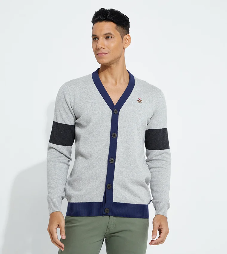 BEVERLY HILLS POLO CLUB Embroidered casual cardigan