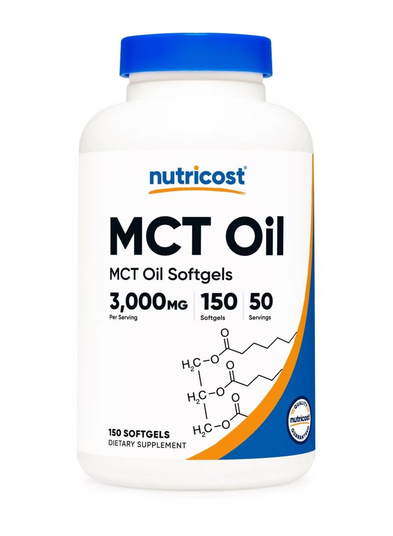 Nutricost, MCT Oil, 150 Softgels (1,000 mg per Softgel) - Image 1