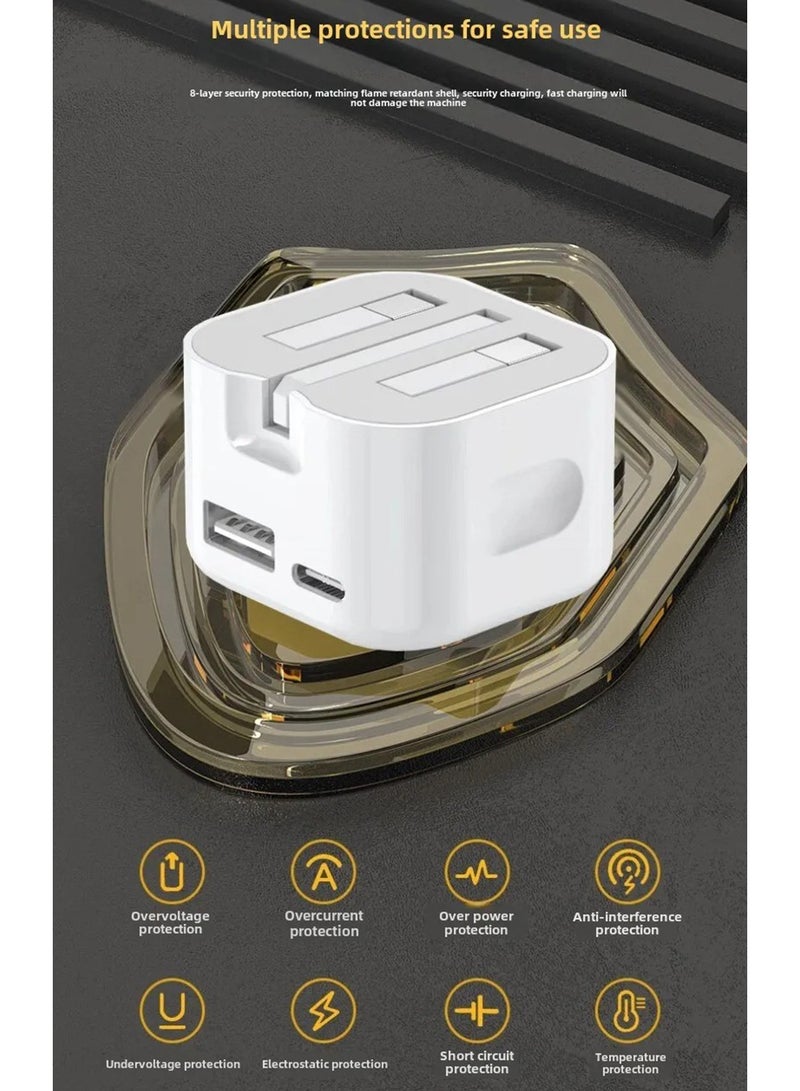 Youque 35W Dual Port USB Fast Charger Plug with Storage Bag,USB C Charger for iPhone 15 16 Series Apple Airpods Series Samsung Honor Huawei Xiaomi and More USB-C Cable Included White  - Image 5