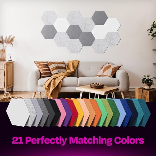 Ekkogo Acoustic Panels 12-Pack Soundproof Wall Panels 12"X10.4"X0.4" Sound Panels High Density Sound Dampening Panels - [Smoky White Hexagon] - Image 5