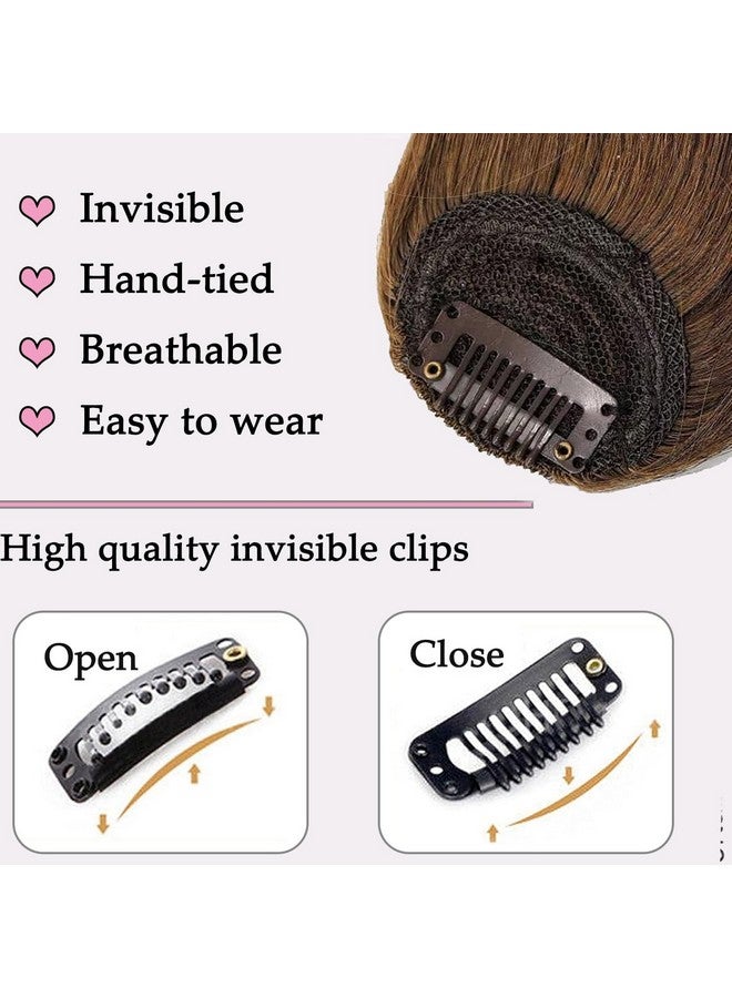 ORIGEN Clip in Bangs Real Human Hair Clip on Wispy Bangs Fringe with Temples Hairpieces Fake Front Bangs Extensions for Women Light Brown Color - Image 3
