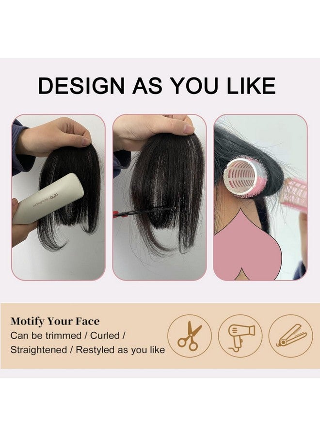 ORIGEN Clip in Bangs Real Human Hair Clip on Wispy Bangs Fringe with Temples Hairpieces Fake Front Bangs Extensions for Women Light Brown Color - Image 5
