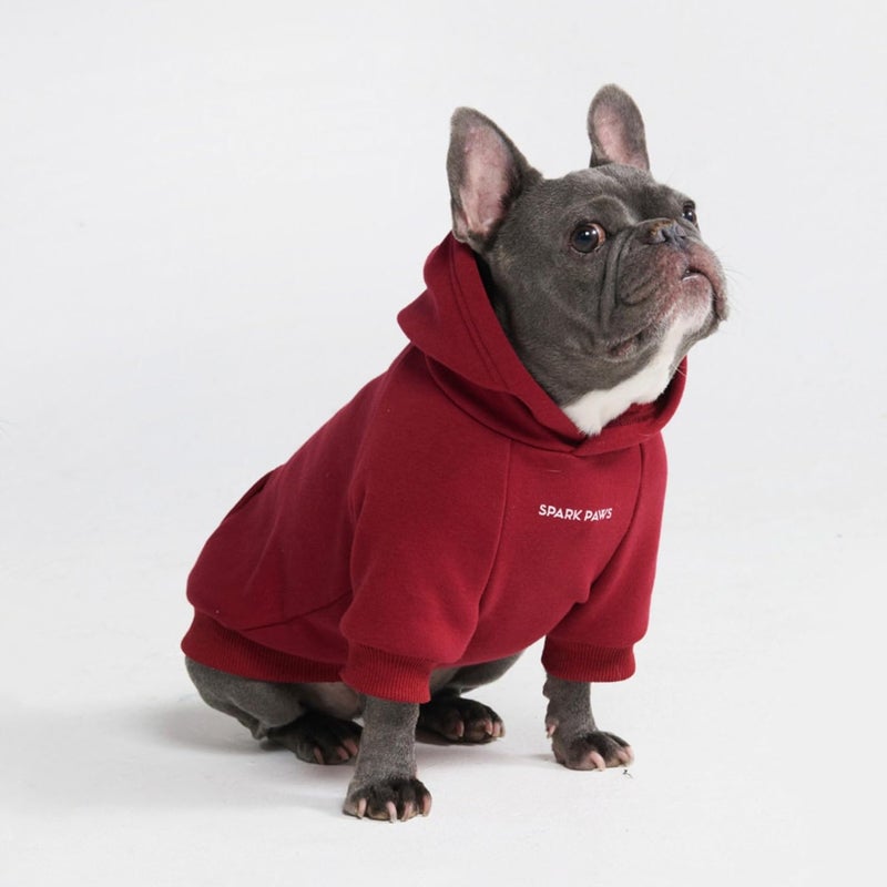 Spark Paws Dog Hoodie – Premium Dog Sweater for Small, Medium, and Large Dogs | Warm Outfits for French Bulldogs, Pitbull, Puppy, Winter Jacket Alternative - Burgundy - XL - Image 1