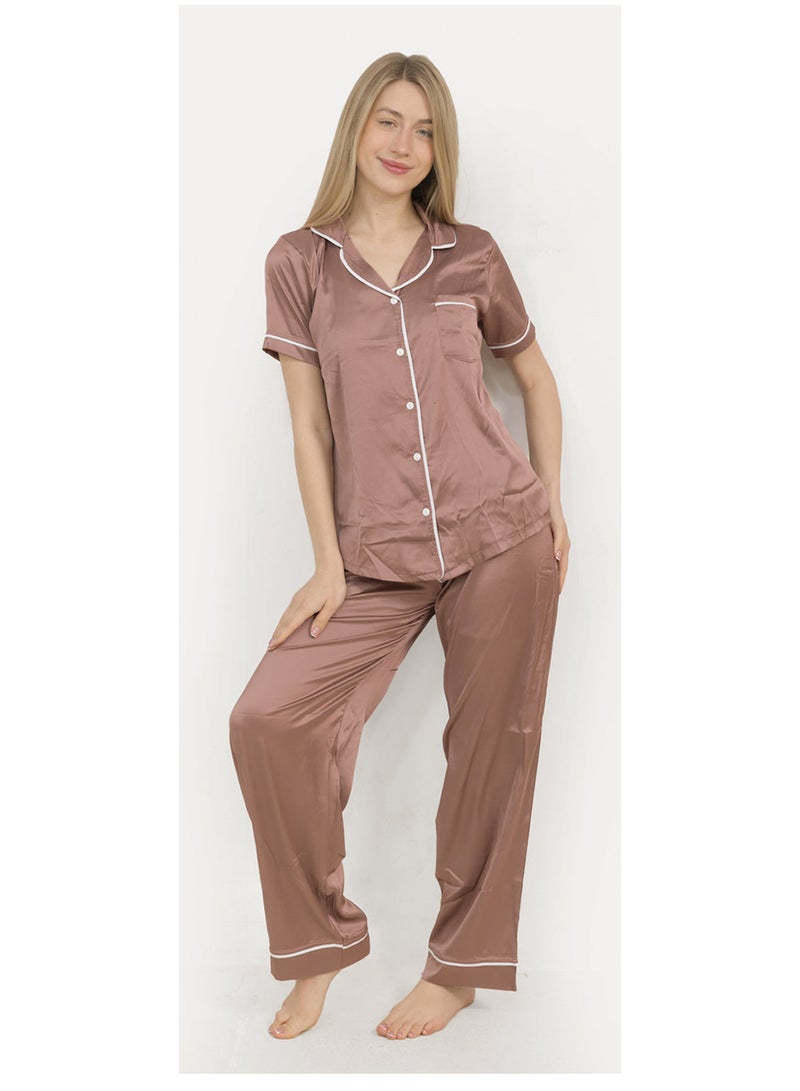 Elegant Satin Classic PJ Pants - Cashmere - Image 1