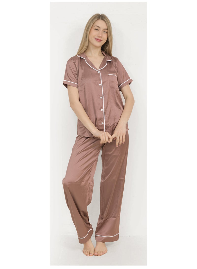 Elegant Satin Classic PJ Pants - Cashmere - Image 2