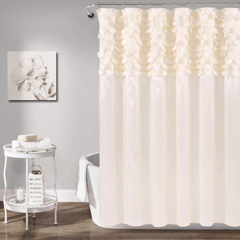 Lush Decor Various size alternatives Lillian Shower Curtain | Textured Shimmer Circle Design Bathroom, 72” x 72”, Beige Globally trusted affordable quality - Image 1