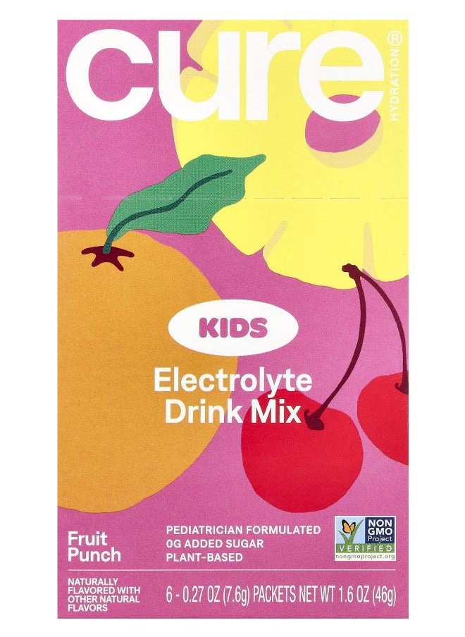 Cure Hydration Kids Electrolyte Drink Mix Fruit Punch 6 Packets 0.27 oz (7.6 g) Each 
