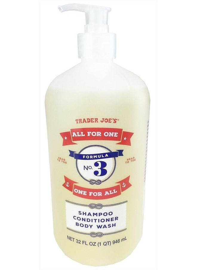 TJ's - Trader Joe's Formula No.3 "All for One, One for All" Shampoo Conditioner & Body Wash 32 fl oz (1 bottle) - Image 1