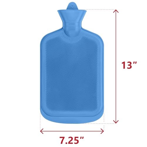 SteadMax [2 Pack] Hot Water Bottles, 2L (68oz) Natural Rubber -BPA Free- Durable Large Hot Water Bag for Hot Compress and Heat Therapy, Pain Relief Heating Pad, (Blue) - Image 2