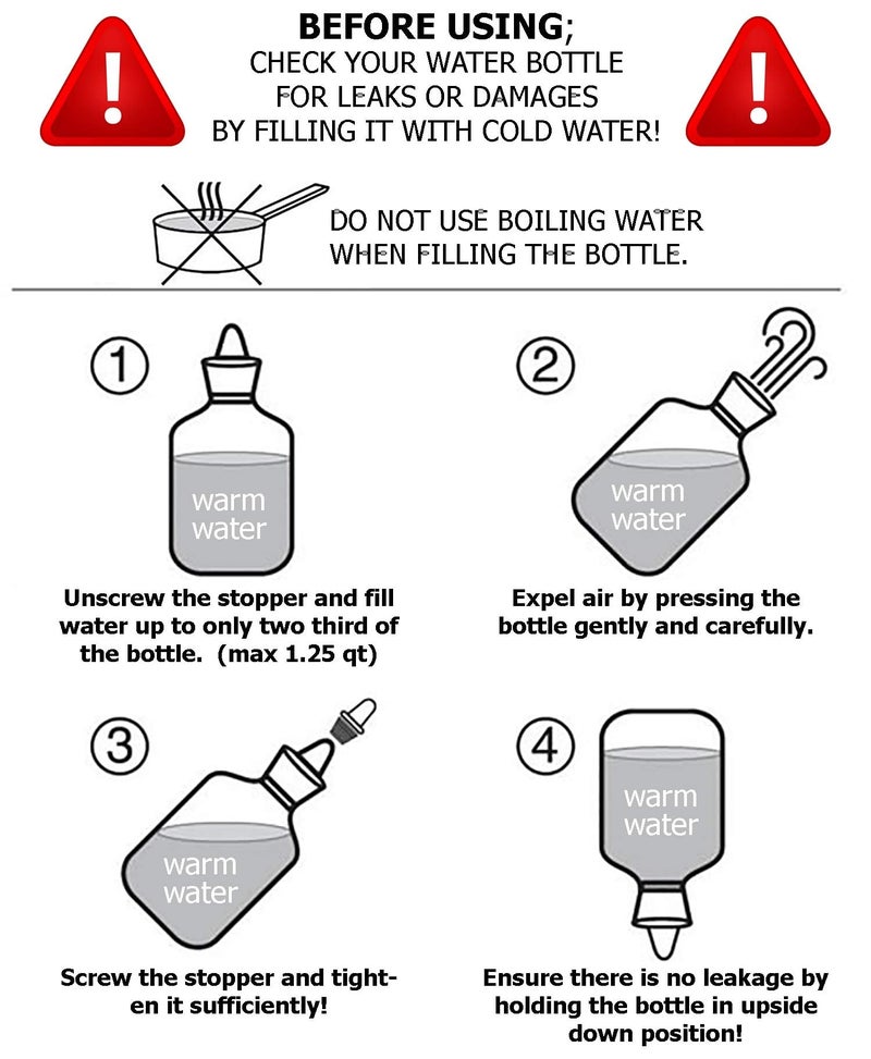 SteadMax [2 Pack] Hot Water Bottles, 2L (68oz) Natural Rubber -BPA Free- Durable Large Hot Water Bag for Hot Compress and Heat Therapy, Pain Relief Heating Pad, (Blue) - Image 5