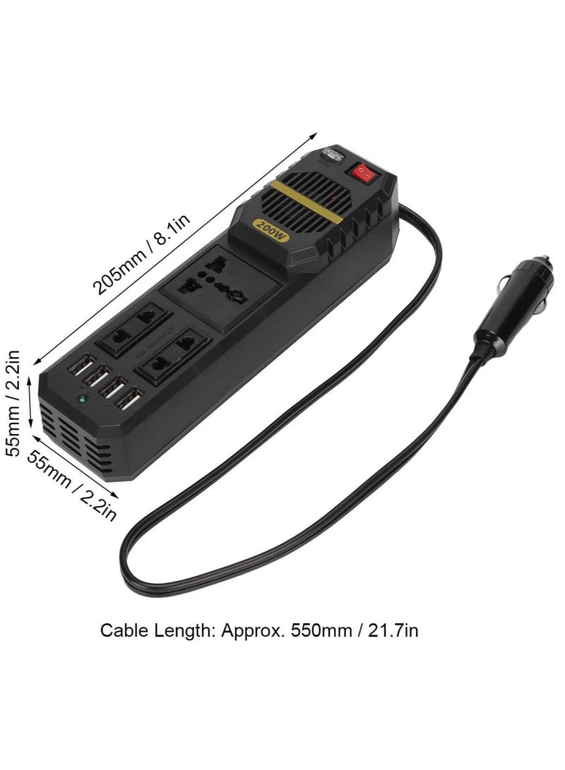 ELTRAZONE Power Inverter 200W 3 AC Socket 4Power Inverter 200W 4 USB Ports - Image 4