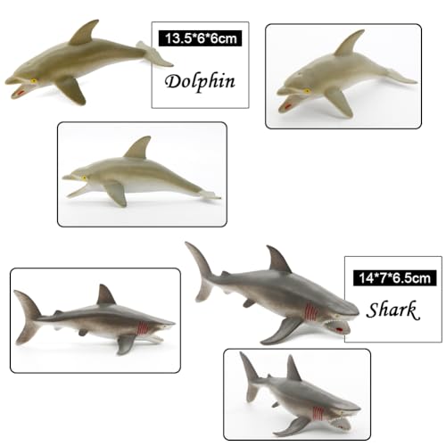 Fun Gift Sea Animal Toy Set, 8 pcs Animal Sea Figures Ocean Toy for Kids, Realistic Set for Sea Lovers, Includes Great White Shark, Dolphin, White Shark, Whale for Age 3+ - Image 3