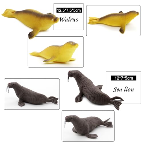 Fun Gift Sea Animal Toy Set, 8 pcs Animal Sea Figures Ocean Toy for Kids, Realistic Set for Sea Lovers, Includes Great White Shark, Dolphin, White Shark, Whale for Age 3+ - Image 2