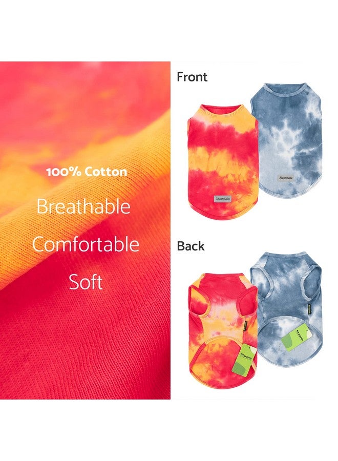 فيت وورم قميص فيت وورم للكلاب، عبوة من قطعتين، صبغات ربط، ملابس للكلاب الصغيرة والأولاد، ملابس للقطط الأليفة، قطن مسامي، برتقالي، أزرق، مقاس XXL - Image 5