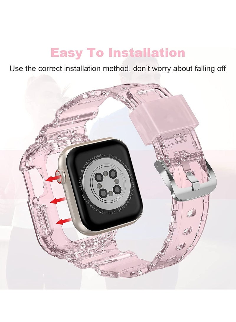 Sports Band for Apple Watch Series 7, Transparent Clear Soft Silicone Crystal Strap with Case, Compatible with Apple Watch Band Series 7 Clear 42mm 44mm 45mm, for Men, Women - Image 4