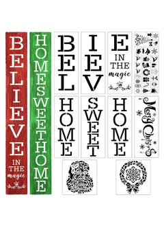 Patelai 35 Pieces Christmas Reusable Large Stencils Merry Christmas Stencils Template for Painting on Wood Letters Patterns Painting Stencils for Door Home DIY Decor, 13.78 x 5.51 Inch, 7.87 x 7.87 Inch  - Image 1