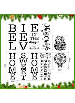 Patelai 35 Pieces Christmas Reusable Large Stencils Merry Christmas Stencils Template for Painting on Wood Letters Patterns Painting Stencils for Door Home DIY Decor, 13.78 x 5.51 Inch, 7.87 x 7.87 Inch  - Image 5