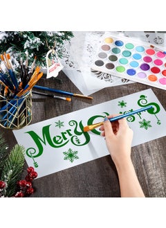 Patelai 35 Pieces Christmas Reusable Large Stencils Merry Christmas Stencils Template for Painting on Wood Letters Patterns Painting Stencils for Door Home DIY Decor, 13.78 x 5.51 Inch, 7.87 x 7.87 Inch  - Image 4