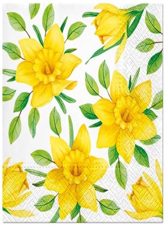 Importer AM Spring Summer Flowers Paper Napkins Luncheon Size Decoupage Disposable 20-Count -13" x 13" (Unfolded) (Daffodils in Bloom) - Image 1