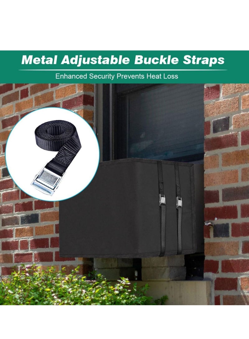 SYOSI Waterproof Insulated Outdoor Window Air Conditioner Cover for Outside AC Unit Dust-Proof Waterproof AC Cover Outdoor Window AC Protection Cover , 17x 13x 12 Inches (Wx Hx D)- Black  - Image 2