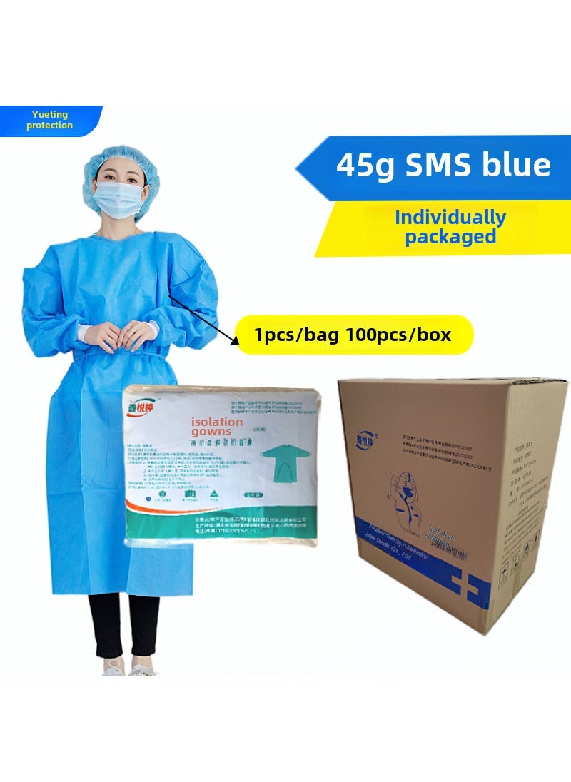 Disposable Non-Woven Isolation Gown PPE SMS Dustproof 45g SMS (individually packed)