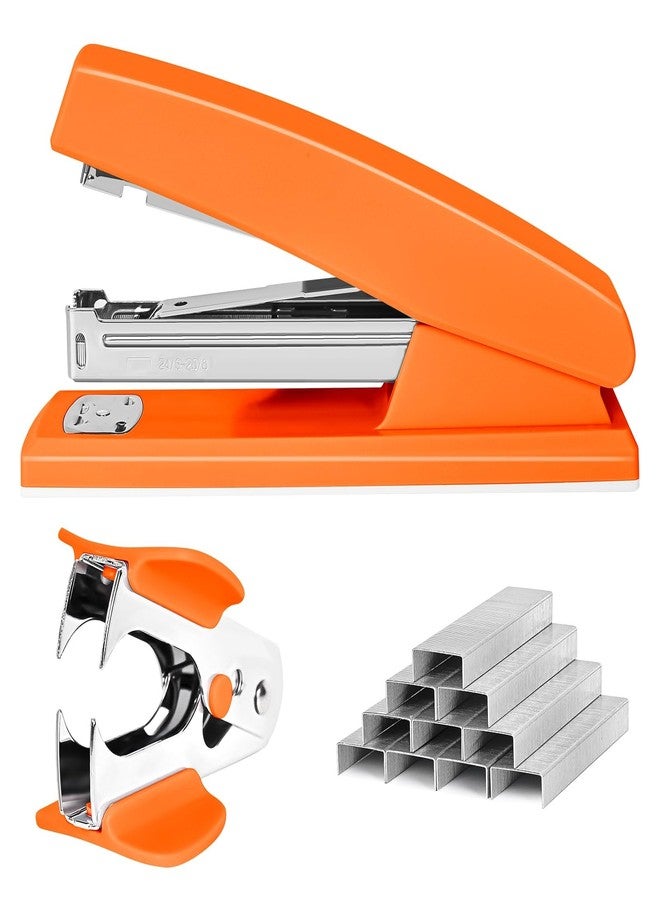 Muxdilu Stapler 25 Sheet Capacity with 1000 Staples and Staple Remover - Staplers for Desk, Non-Slip Office Stapler with Staples, Orange - Image 1