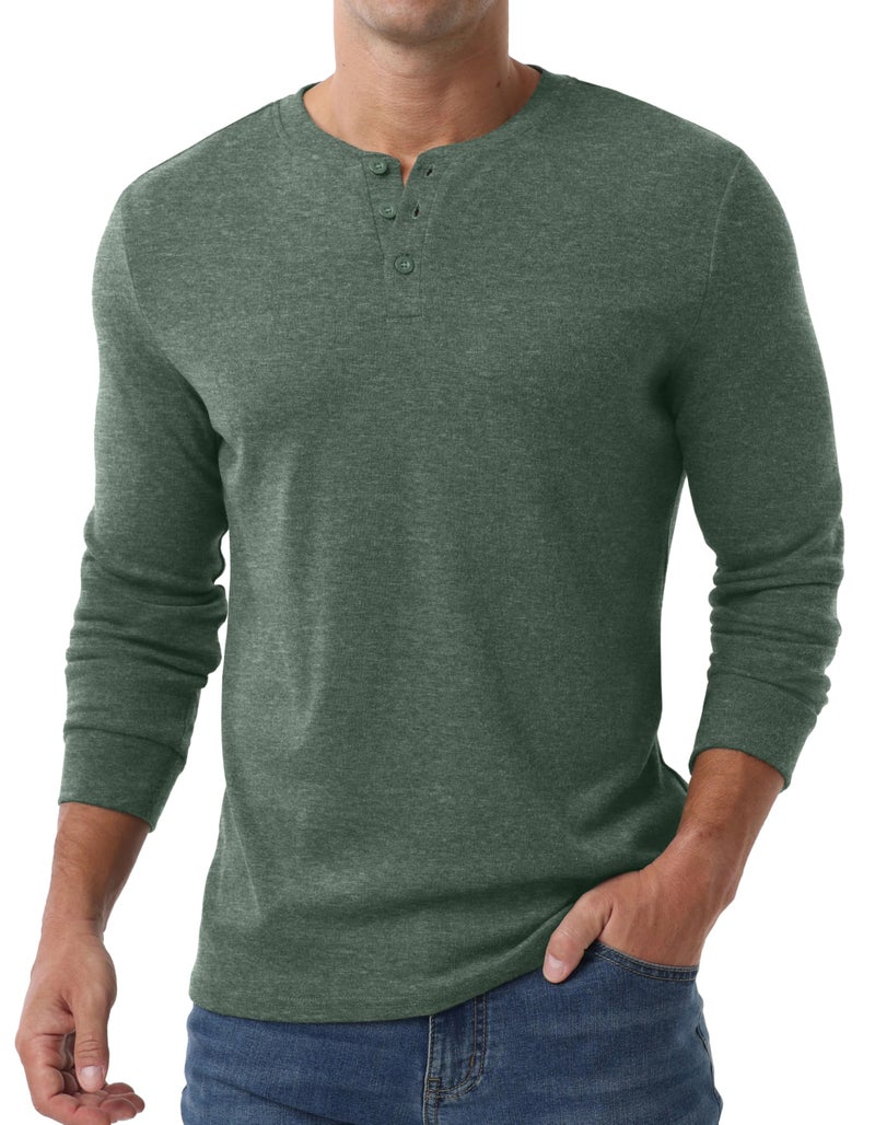 Sailwind Men's Henley Shirts Long Sleeve Casual Classic T-Shirts Button Henley Pullover Tee Green - Image 5