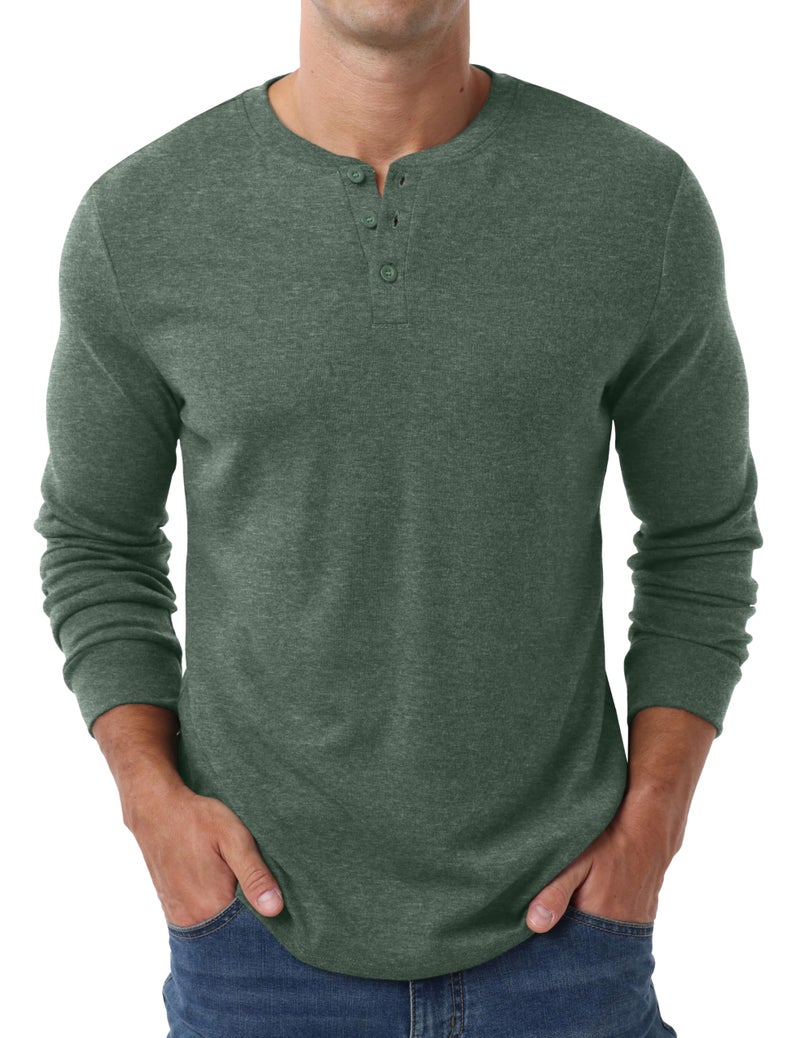 Sailwind Men's Henley Shirts Long Sleeve Casual Classic T-Shirts Button Henley Pullover Tee Green - Image 4