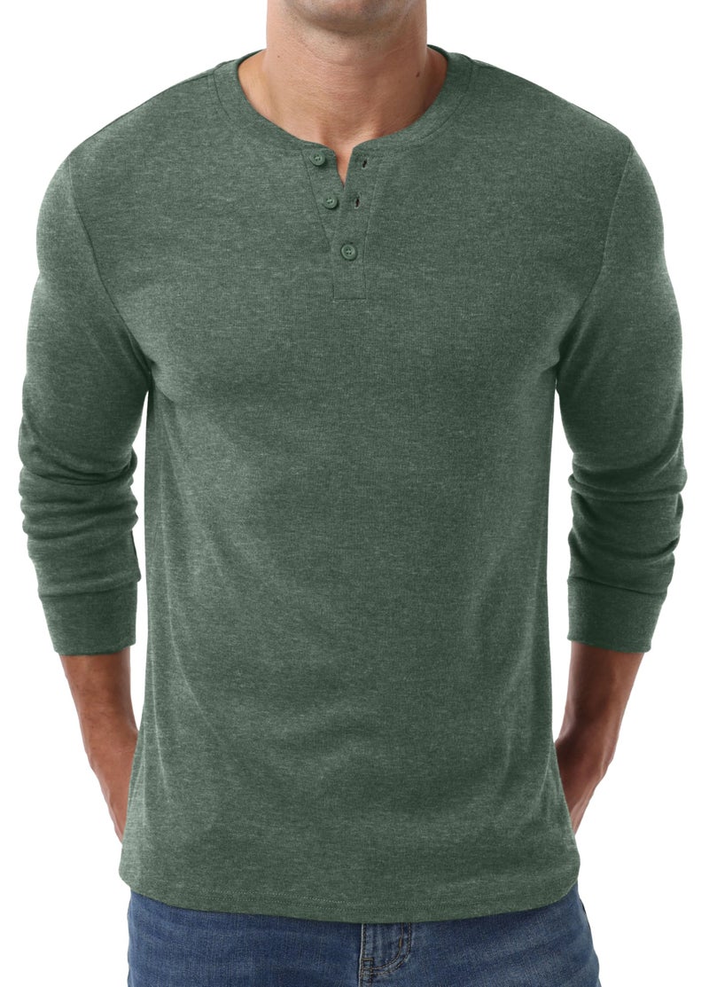 Sailwind Men's Henley Shirts Long Sleeve Casual Classic T-Shirts Button Henley Pullover Tee Green - Image 2