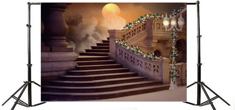 AOFOTO 10x8ft Vintage Stairs Backdrop Romantic Flowers Road Lamp Photo Shoot Background Retro Elegant Wedding Photography Studio Props Adult Lover Artistic Portrait Digital Video Drop Vinyl Wallpaper - Image 4