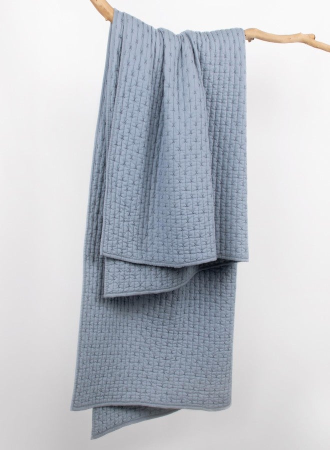 Levtex Home Levtex - Cross Stitch Chambray - Quilted Throw - 50x60in. - Cross Stitched Pattern - Reversible Pattern - Cotton Fabric - Image 4