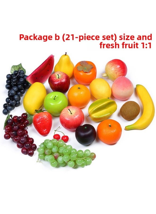 null - Applicable To Simulation Fruit And Vegetable Props Fake For Apple Banana Grape Shooting Model Window Decorations Plastic Fruit-Color:Fruit Package C(23 Pieces) - Image 1