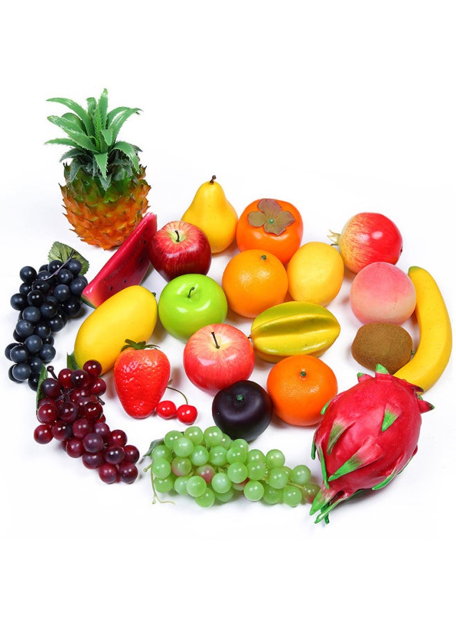 null - Applicable To Simulation Fruit And Vegetable Props Fake For Apple Banana Grape Shooting Model Window Decorations Plastic Fruit-Color:Fruit Package C(23 Pieces) - Image 1