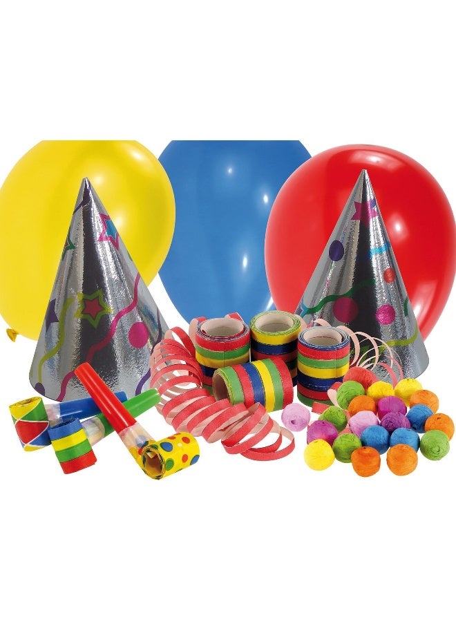 Amscan Amscan 550017 - Partyset mit 20 Teilen, Partyhüte, Luftschlangen, Tröten, Luftballons, Papierbällchen, Geburtstag, Karneval