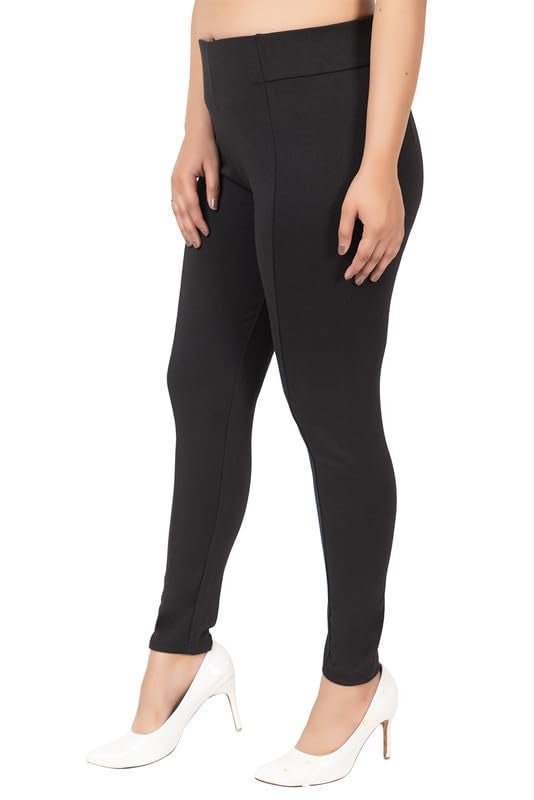 Mlada Store Mlada Slim Fit Cotton Lycra Tummy Tucker Jeggings for Women Office | Formal Wear Trousers Stretchable Cotton High Waist Skinny Fit Jeggings | Lycra Pants Travel Comfort Jegging Black - Image 1