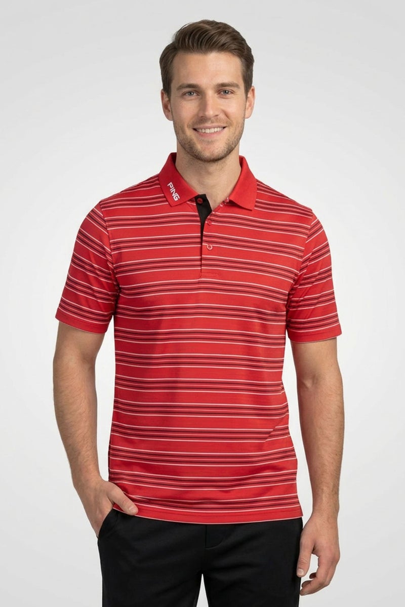 Ping Men Sportswear Fit Short Sleeve Outdoor Polo Shirt, Red - Image 1
