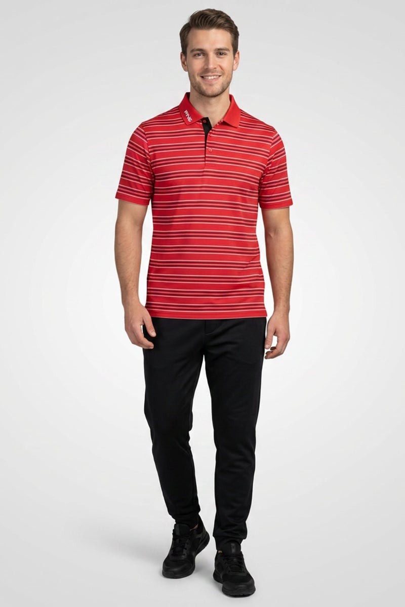 Ping Men Sportswear Fit Short Sleeve Outdoor Polo Shirt, Red - Image 2