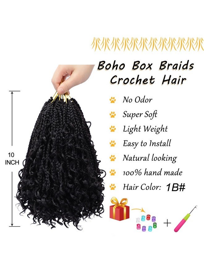 Dorsanee Boho Box Braids Crochet Hair for Women 10 Inch 7 Packs Goddess Box Braids with Curly Ends 3X Short Bob Crochet Braids for Kids Synthetic Bohemian Braiding Hair Extensions (1B) - Image 2