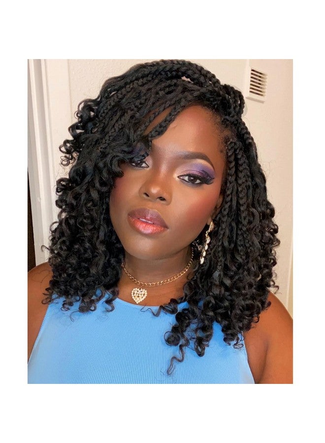 Dorsanee Boho Box Braids Crochet Hair for Women 10 Inch 7 Packs Goddess Box Braids with Curly Ends 3X Short Bob Crochet Braids for Kids Synthetic Bohemian Braiding Hair Extensions (1B) - Image 1