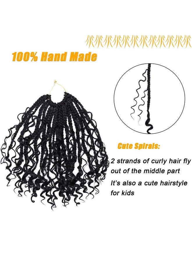 Dorsanee Boho Box Braids Crochet Hair for Women 10 Inch 7 Packs Goddess Box Braids with Curly Ends 3X Short Bob Crochet Braids for Kids Synthetic Bohemian Braiding Hair Extensions (1B) - Image 4
