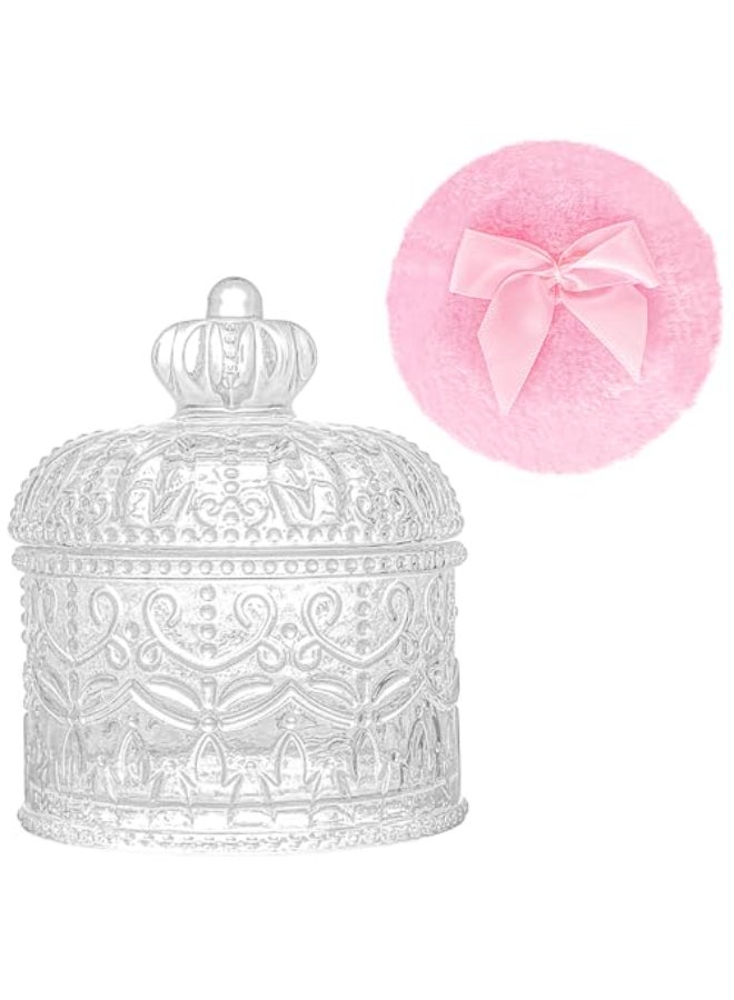 Gsteng Large Body Powder Puffs and Containers Crystal Clear Powder Container with Soft Power Puffs Reusable Dusting Powder Case with Washable Velvet Face Body Glitter Puffs Wet and Dry Makeup - Image 1