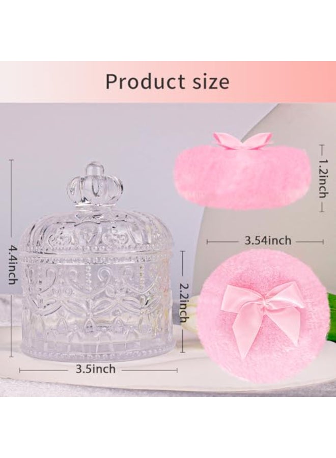 Gsteng Large Body Powder Puffs and Containers Crystal Clear Powder Container with Soft Power Puffs Reusable Dusting Powder Case with Washable Velvet Face Body Glitter Puffs Wet and Dry Makeup - Image 3
