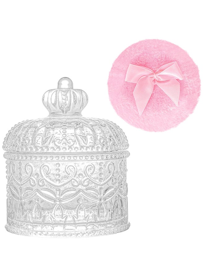 Gsteng Large Body Powder Puffs and Containers Crystal Clear Powder Container with Soft Power Puffs Reusable Dusting Powder Case with Washable Velvet Face Body Glitter Puffs Wet and Dry Makeup - Image 2