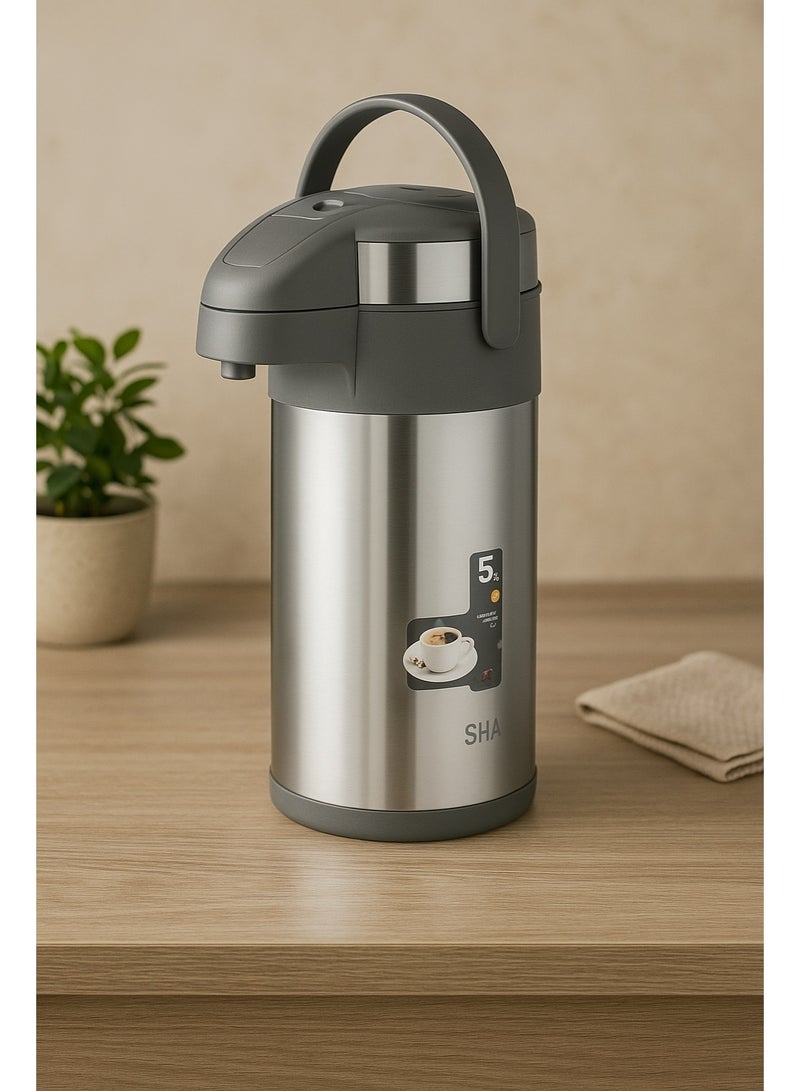 شاها ترمس شاي حافظ للحرارة ٤ لتر من الستانلس ستيل – تصميم أنيق وعملي - Image 1