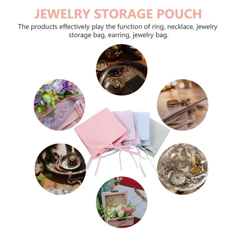 Lurrose 4pcs Small Jewelry Pouches Set Portable Ultra-Fine Fiber Storage Travel Organizer for Women - Image 4