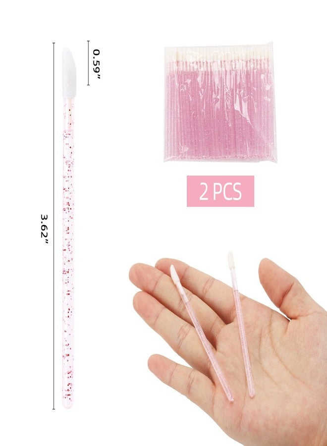 Tbestmax 200 Lip Applicators Disposable Lip Brushes Crystal Lipstick Lip Gloss Wands, Pink - Image 2