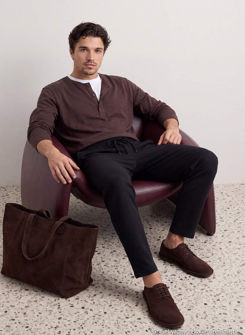 trendyol Black Regular/Normal Cut Open Leg Slim Sweatpants - Image 5