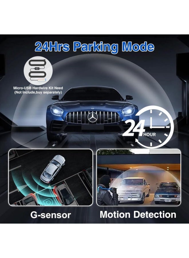 MUNTAQI 4K Dash Cam Front and Rear for Cars – Dual Channel Car Dash Camera with 1080P Rear Camera, 64GB SD Card, Built-in Wi-Fi GPS, 24H Parking Monitor, Loop Recording, G-Sensor, Night Vision - Image 4