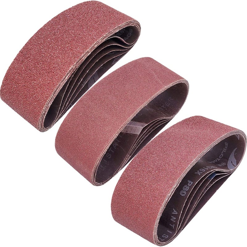 Tonmp 15 Pcs 3"" X 21"" Premium Sander Belts - 5 Each Of 40 80 120 Grit Aluminum Oxide Sanding Belts For Belt Sander (3X21 Inch)